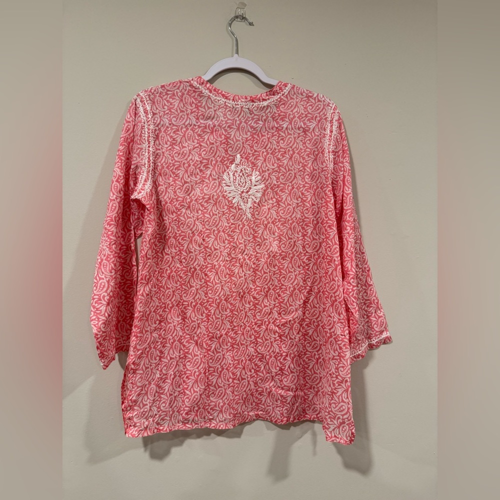 Dolman Pink Embroidered  Embellished Tunic Size Medium 2407 - Picture 10 of 13